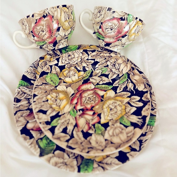 Antique Myott Son & Co Staffordshire Bermuda Pattern Tea and Dessert Set - Picture 1 of 7